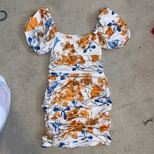 Rouched Puffed sleeve mini dress